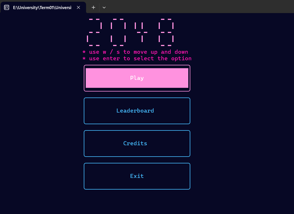 Main Menu